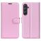 Samsung Galaxy A55 5G Fodral Litchi Läder Ljus Rosa