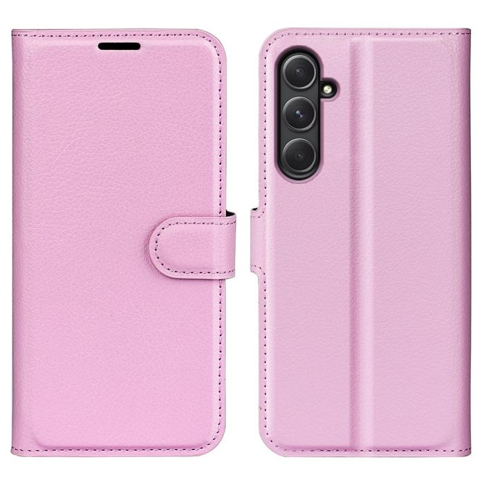 Bild 1, Samsung Galaxy A55 5G Fodral Litchi Läder Ljus Rosa