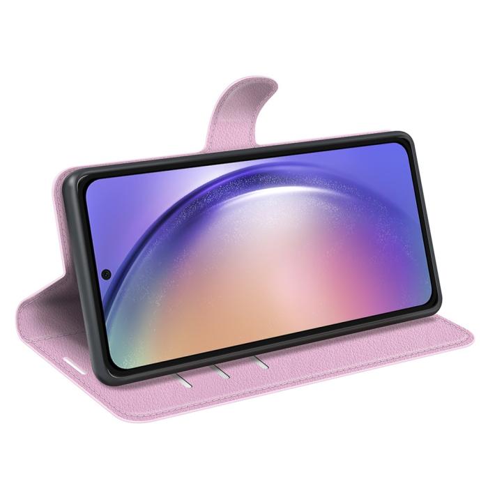 Bild 3, Samsung Galaxy A55 5G Fodral Litchi Läder Ljus Rosa