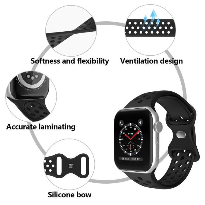 Bild 5, Sportarmband Dual-Color Apple Watch 41/40/38 mm (S/M) Svart