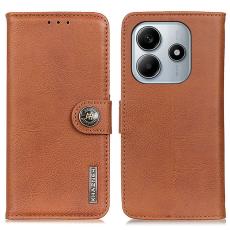 KHAZNEH Xiaomi Redmi Note 14 4G Fodral L&auml;der Brun