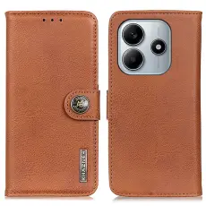 KHAZNEH Xiaomi Redmi Note 14 4G Fodral L&auml;der Brun