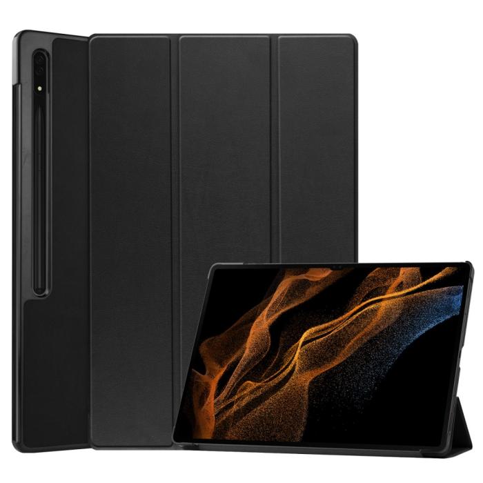 Bild 1, Samsung Galaxy Tab S9 Ultra Fodral Tri-Fold Läder Svart