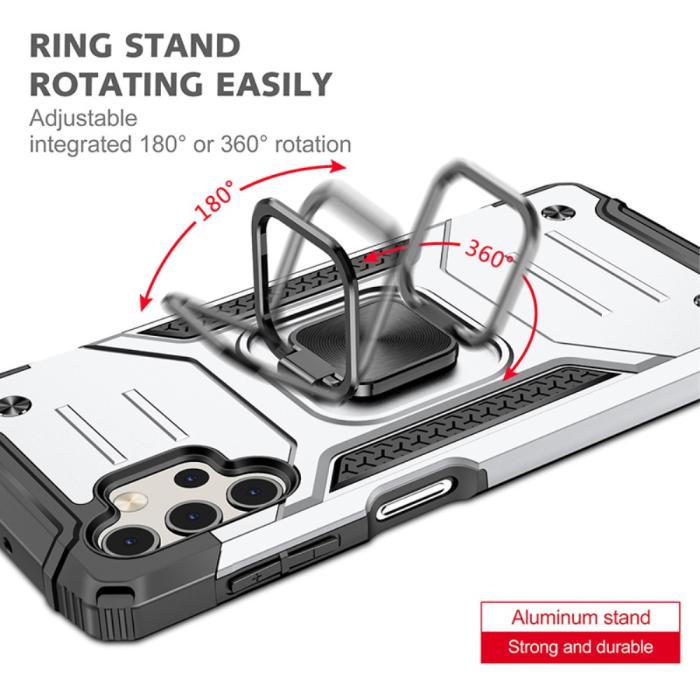 Bild 5, Samsung Galaxy A32 5G - Armor Hybrid Ring Skal - Silver