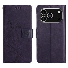 iPhone 17 Pro Fodral Med Blommigt Tryck M&ouml;rk Lila