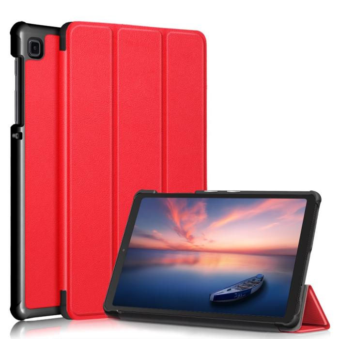 Bild 1, Samsung Galaxy Tab A7 Lite 8.7 - Tri-Fold Läder Fodral - Röd