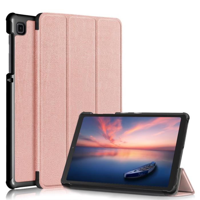 Bild 1, Samsung Galaxy Tab A7 Lite 8.7 - Tri-Fold Läder Fodral - Roséguld