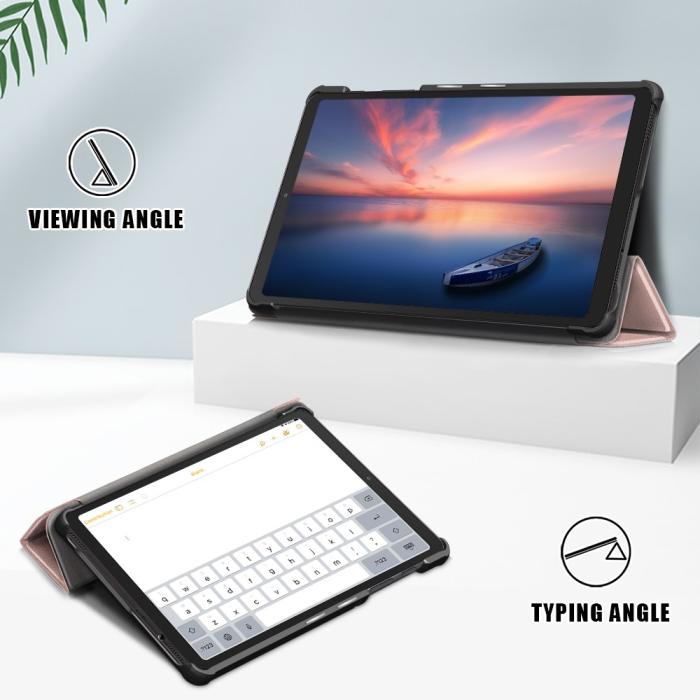 Bild 4, Samsung Galaxy Tab A7 Lite 8.7 - Tri-Fold Läder Fodral - Roséguld