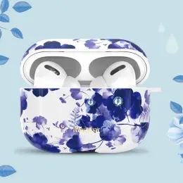 AirPods Pro - KINGXBAR Swarovski Dekor Skal - Blåa Blommor