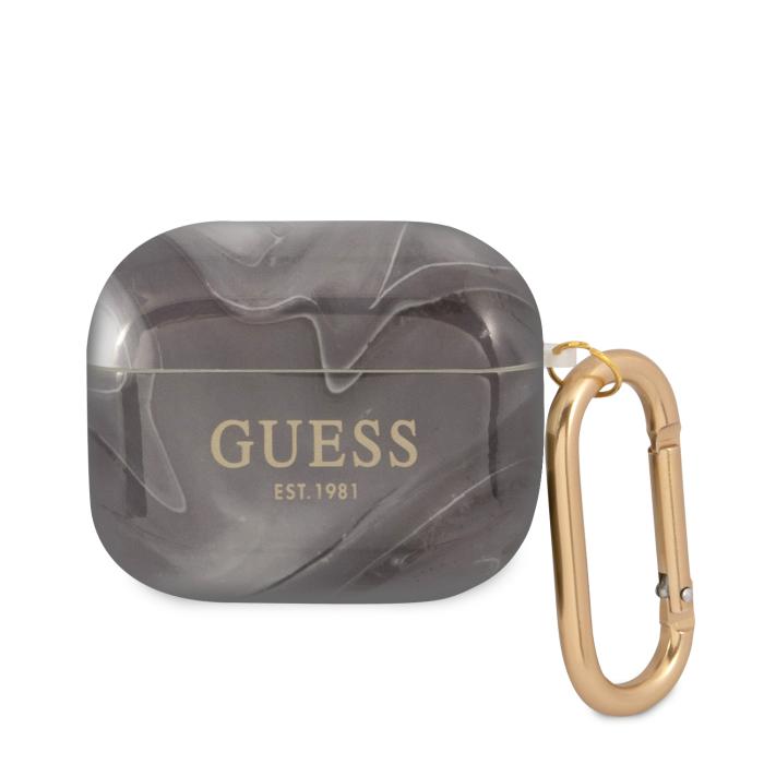 Bild 1, Guess AirPods 3 Marble Collection Med Karbinhake Svart