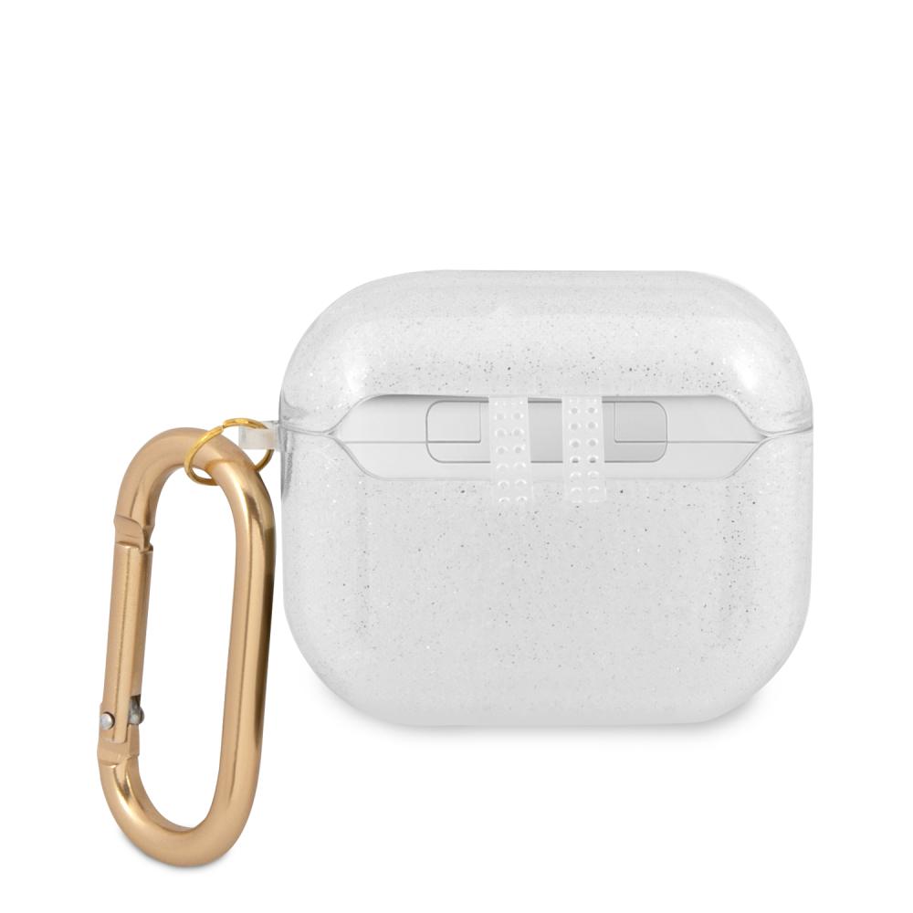 Guess AirPods 3 Skal 4G TPU Glitter Karbinhake Transparent