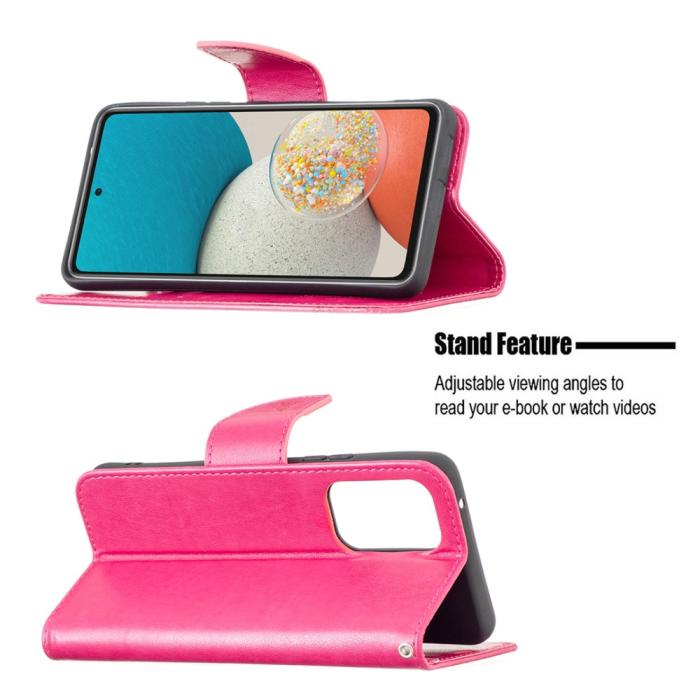 Bild 4, Samsung Galaxy A53 5G Fodral Tryckta Fjärilar Rosa