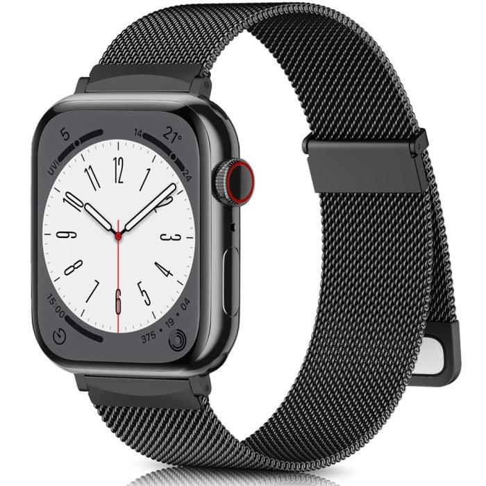 Bild 2, Apple Watch 38/40/41/42 mm Armband Milanese Loop Svart