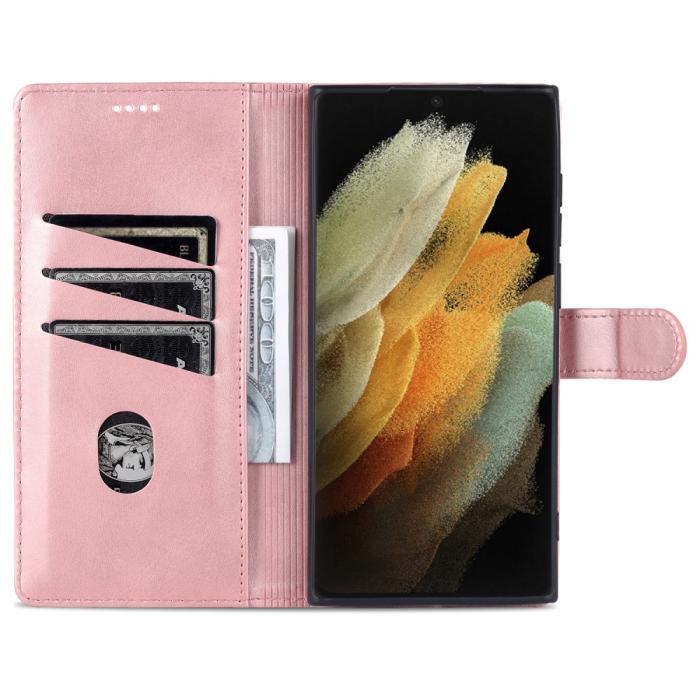 Bild 3, AZNS Samsung Galaxy S24 Ultra Fodral Retro Läder Roséguld