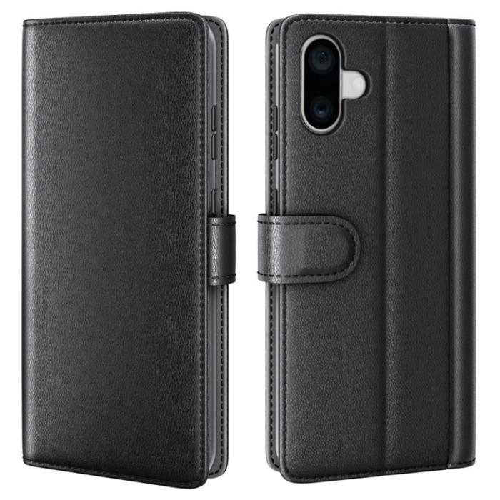 Bild 1, iPhone 16 Plus Fodral Premium Äkta Läder Svart