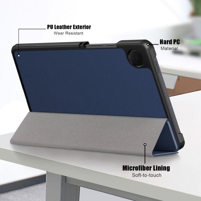 Bild 5, Samsung Galaxy Tab A9 Fodral Tri-Fold PU Läder Blå