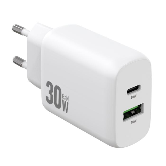Bild 10, Amorus 30W GaN PD QC USB-C / USB-A Väggladdare Vit