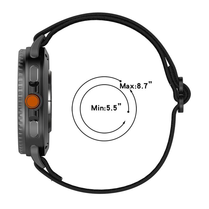 Bild 3, Galaxy Watch 8 46/44/40 mm Armband Justerbart Nylon Svart