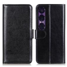 Sony Xperia 1 VII Fodral Crazy Horse L&auml;der Svart