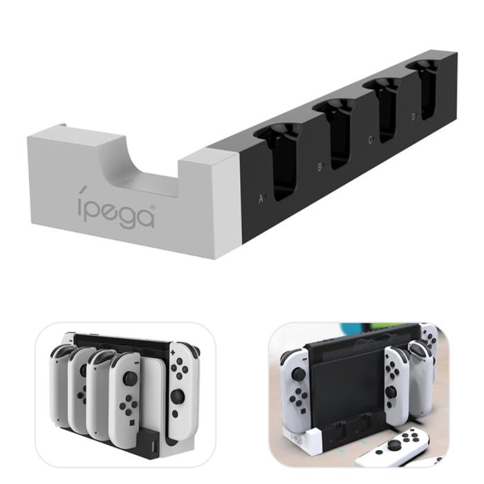 Bild 1, iPega Nintendo Switch LED Laddstation För Ställ och 4x Joy-Con