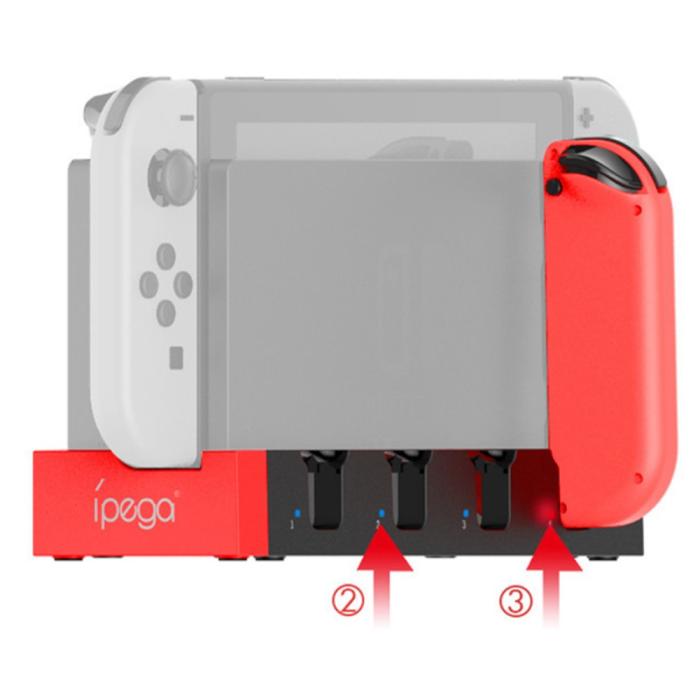 Bild 6, iPega Nintendo Switch LED Laddstation För Ställ och 4x Joy-Con