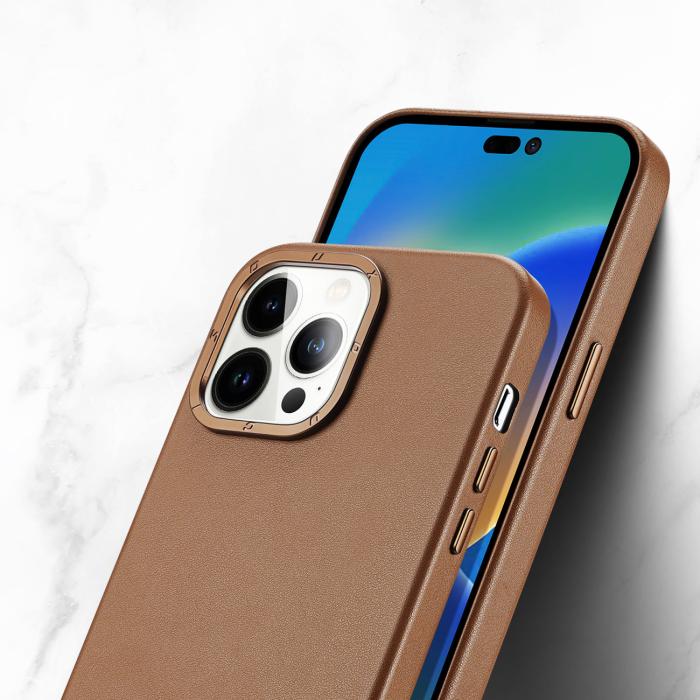Bild 5, DUX DUCIS iPhone 14 Pro Skal MagSafe Grit Läder Brun