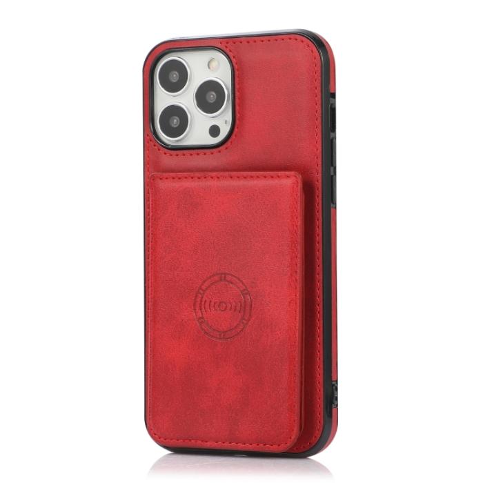 Bild 2, iPhone 14 Pro Skal Med Kortfack Och Magnet Röd