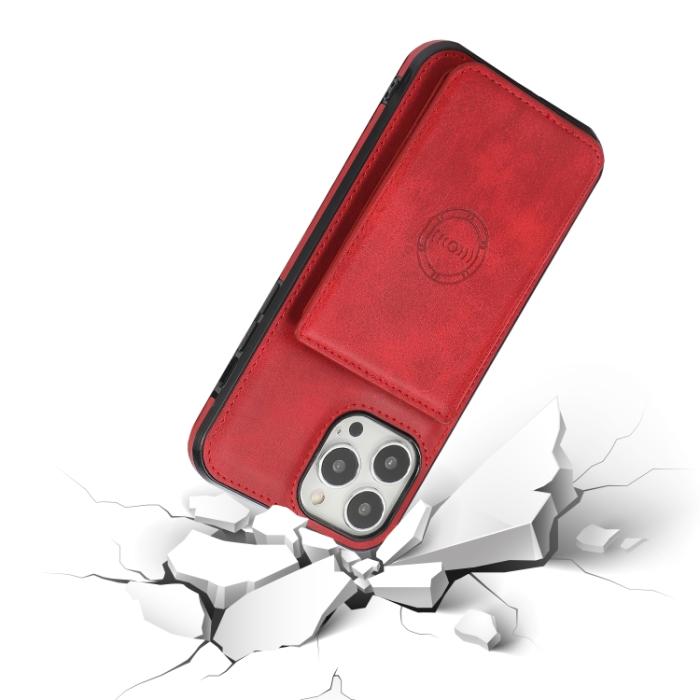 Bild 6, iPhone 14 Pro Skal Med Kortfack Och Magnet Röd