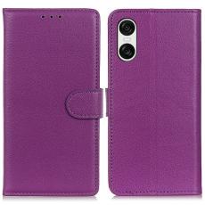 Sony Xperia 10 VI Litchi Läder Fodral Lila