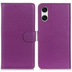 Sony Xperia 10 VI Litchi Läder Fodral Lila