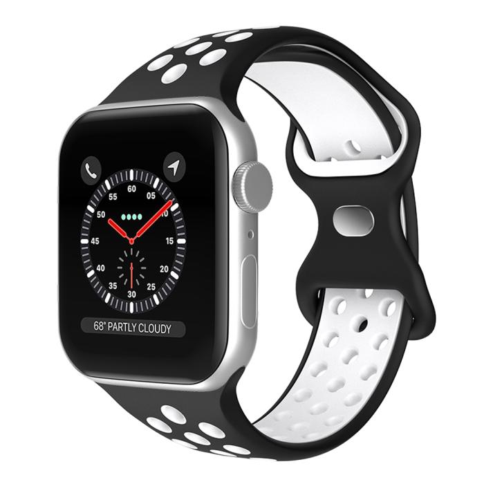 Bild 2, Sportarmband Dual-Color Apple Watch 41/40/38 mm (S/M) Svart/Vit