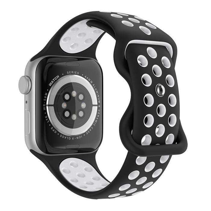 Bild 1, Sportarmband Dual-Color Apple Watch 41/40/38 mm (S/M) Svart/Vit