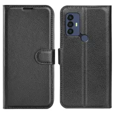 TCL 305 (2022) Fodral Litchi L&auml;der Svart