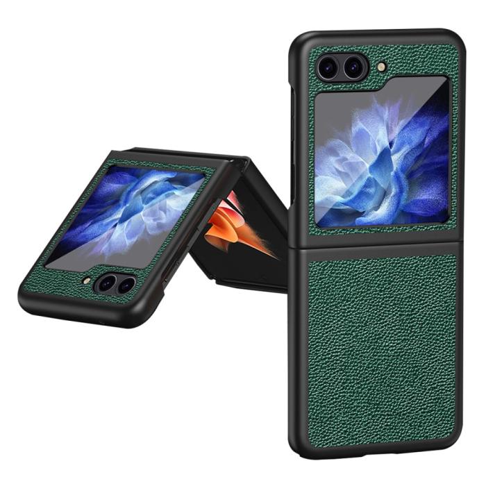 Bild 1, Samsung Galaxy Z Flip 5 Skal Litchi Läder Grön