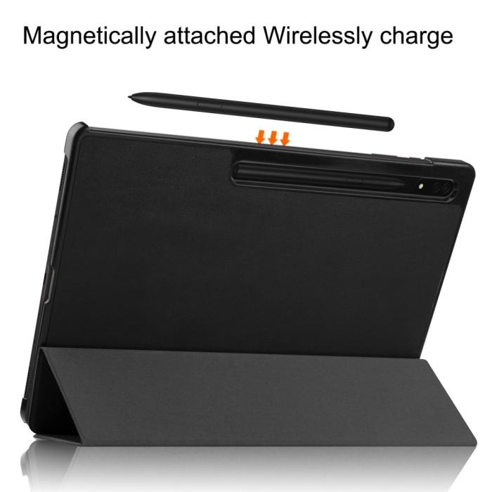 Bild 4, Samsung Galaxy Tab S9 Ultra Fodral Tri-Fold Läder Svart