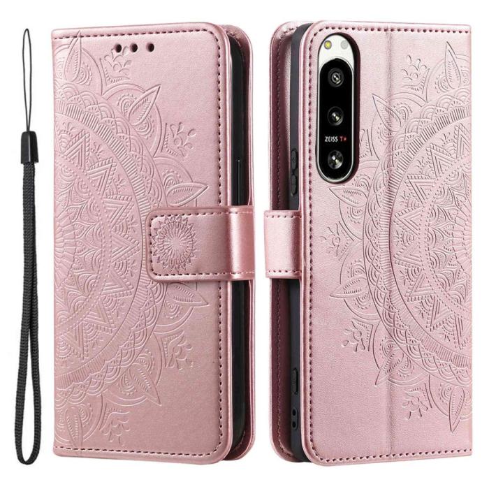 Bild 1, Sony Xperia 5 IV Fodral Mandala Läder Roséguld