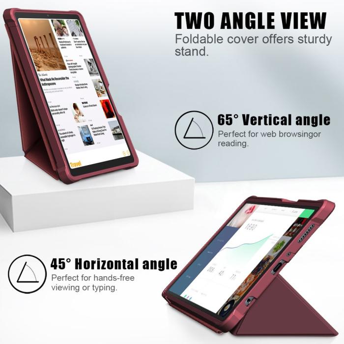 Bild 2, Samsung Galaxy Tab A7 Lite 8.7 - Origami Case Stand Fodral - Vinröd