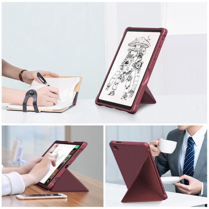 Bild 3, Samsung Galaxy Tab A7 Lite 8.7 - Origami Case Stand Fodral - Vinröd