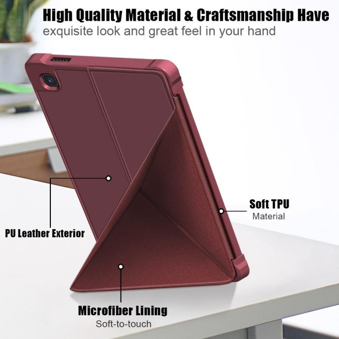 Bild 4, Samsung Galaxy Tab A7 Lite 8.7 - Origami Case Stand Fodral - Vinröd