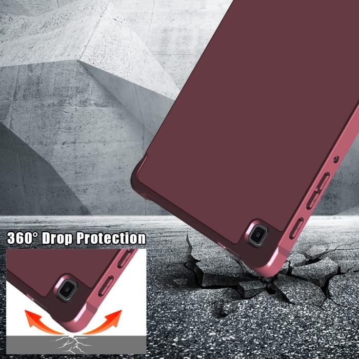 Bild 5, Samsung Galaxy Tab A7 Lite 8.7 - Origami Case Stand Fodral - Vinröd