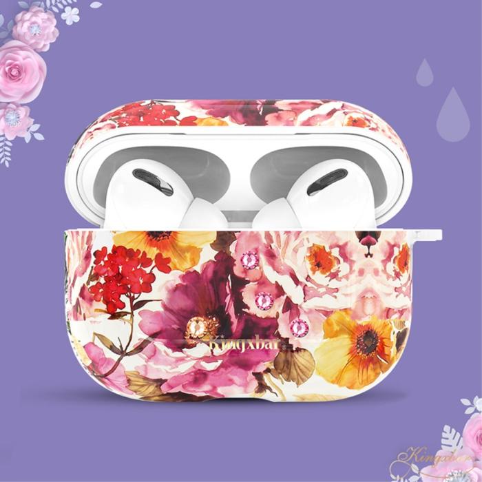 Bild 1, AirPods Pro - KINGXBAR Swarovski Dekor Skal - Blommor
