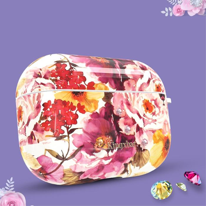 Bild 2, AirPods Pro - KINGXBAR Swarovski Dekor Skal - Blommor
