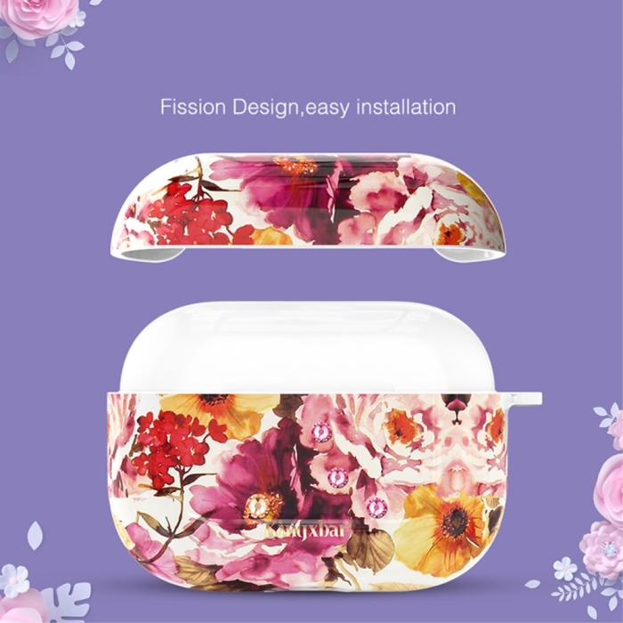 Bild 3, AirPods Pro - KINGXBAR Swarovski Dekor Skal - Blommor