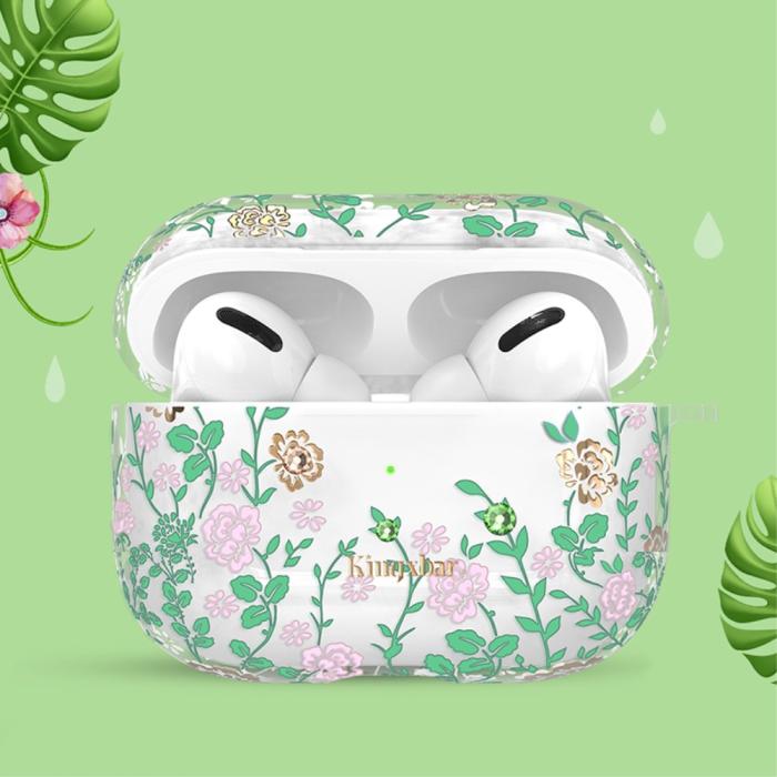 Bild 1, AirPods Pro - KINGXBAR Swarovski Dekor Skal - Green Plant