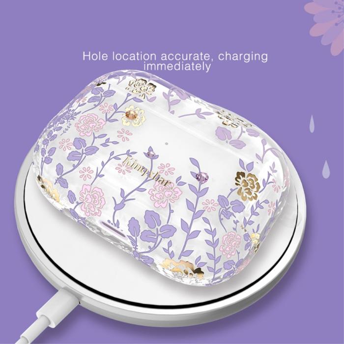 Bild 4, AirPods Pro - KINGXBAR Swarovski Dekor Skal - Purple Plant