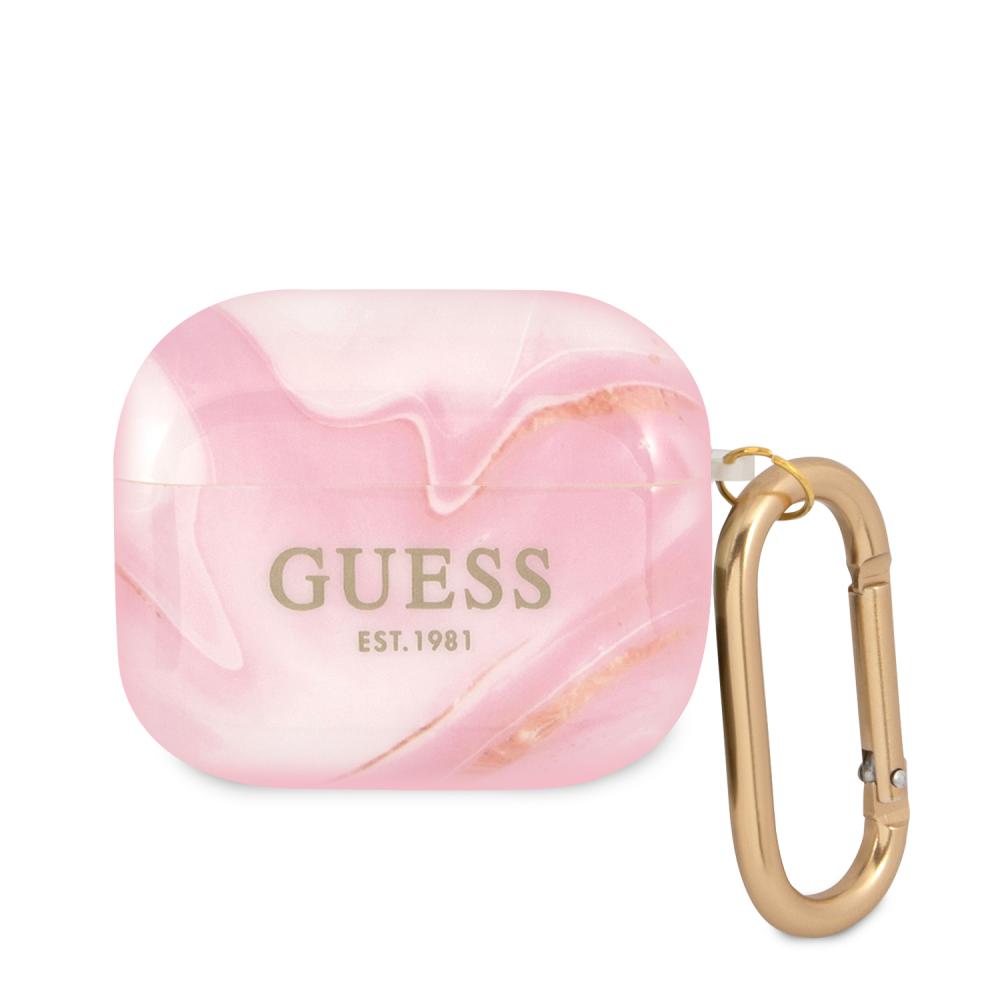 Guess AirPods 3 Marble Collection Med Karbinhake Rosa