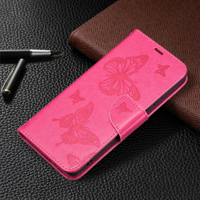 Bild 6, Samsung Galaxy A53 5G Fodral Tryckta Fjärilar Rosa