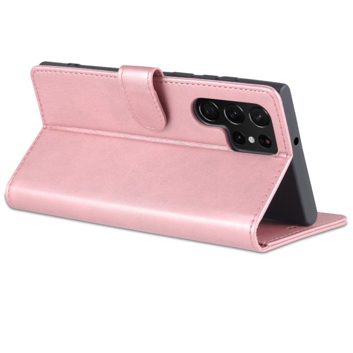 Bild 4, AZNS Samsung Galaxy S24 Ultra Fodral Retro Läder Roséguld