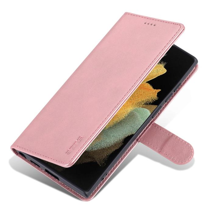 Bild 5, AZNS Samsung Galaxy S24 Ultra Fodral Retro Läder Roséguld