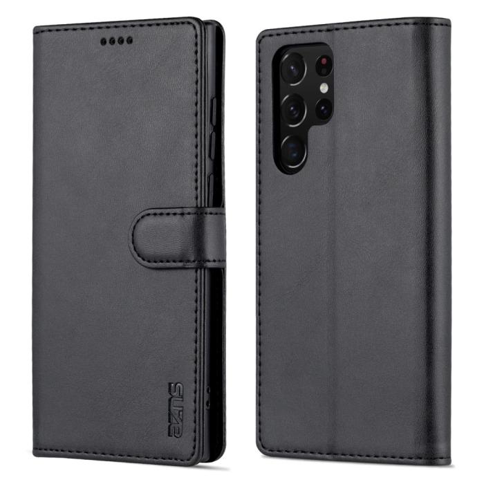 Bild 1, AZNS Samsung Galaxy S24 Ultra Fodral Retro Läder Svart